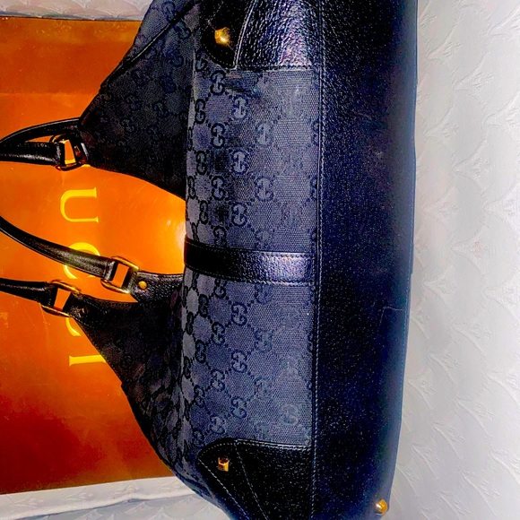 Vintage BLACK MONOGRAM CANVAS JACKIE SHOULDER BAG  Original Piston Clasp - Picture 6 of 10